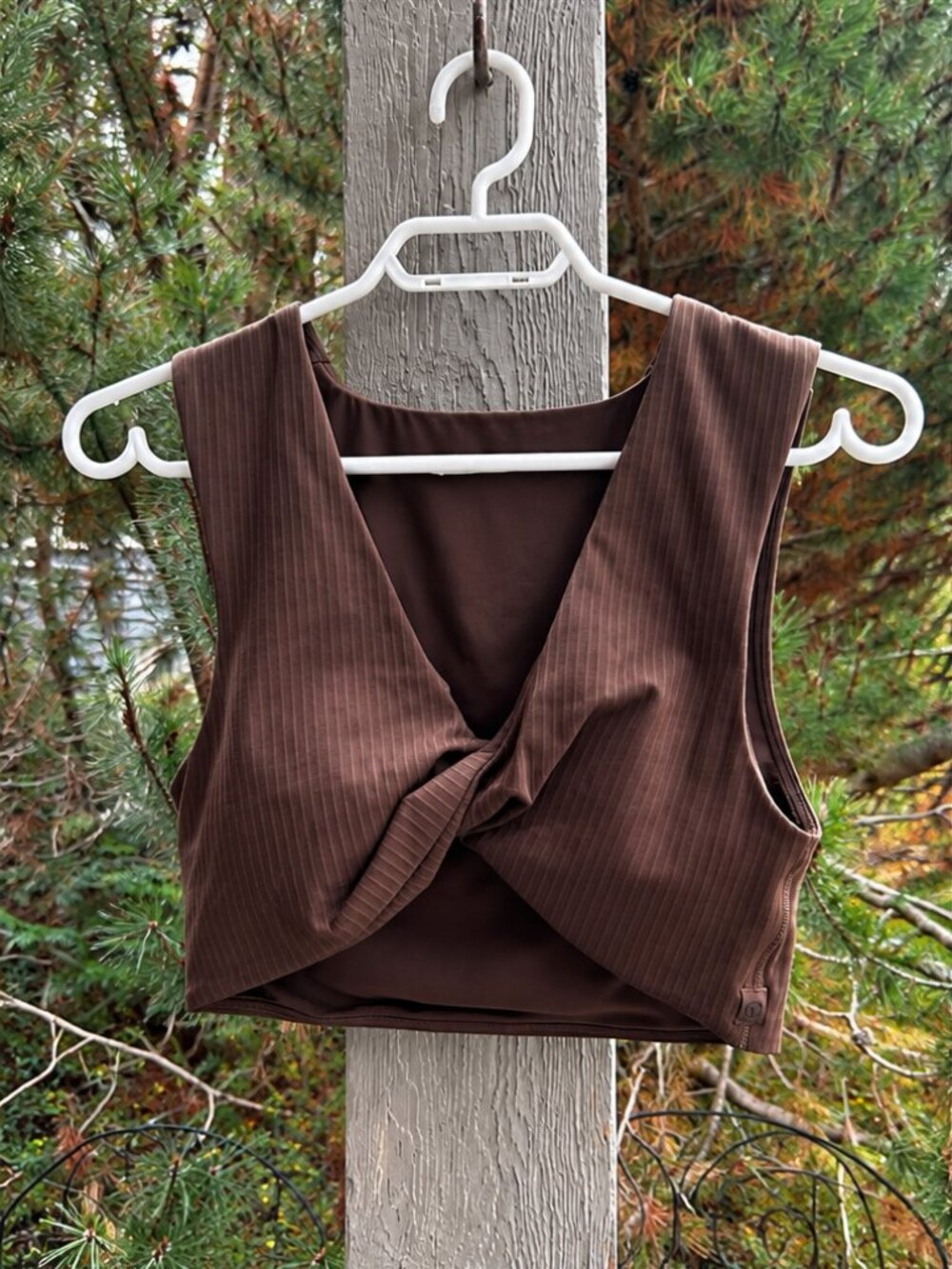 Lululemon | Chocolate Brown Ribbed Twist Crop Top